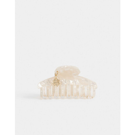 Broche Resina Con Charm Marron Beige