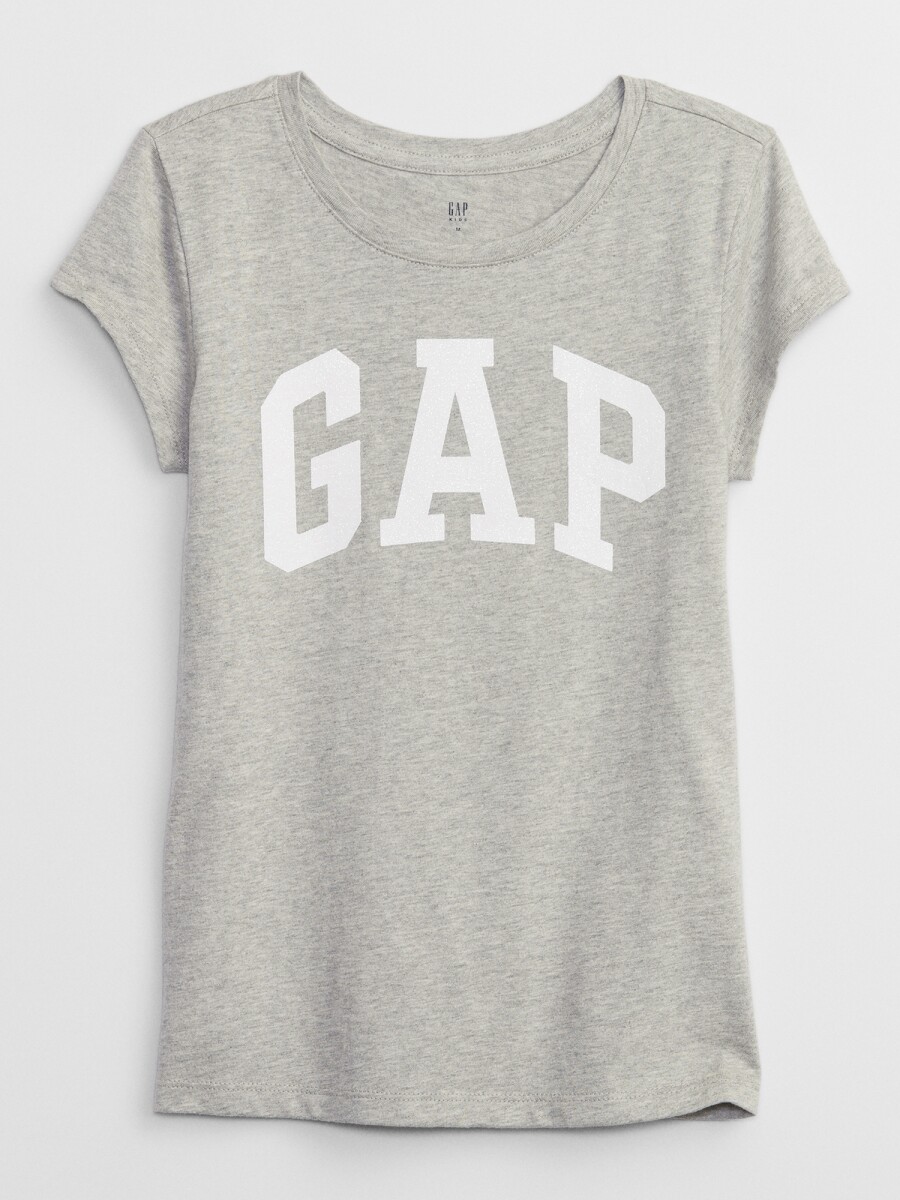 Remera Con Brillantina En Logo Gap Niña - Light Heather Grey B08 