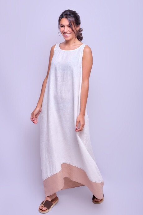 Vestido Toledo Blanco con Beige