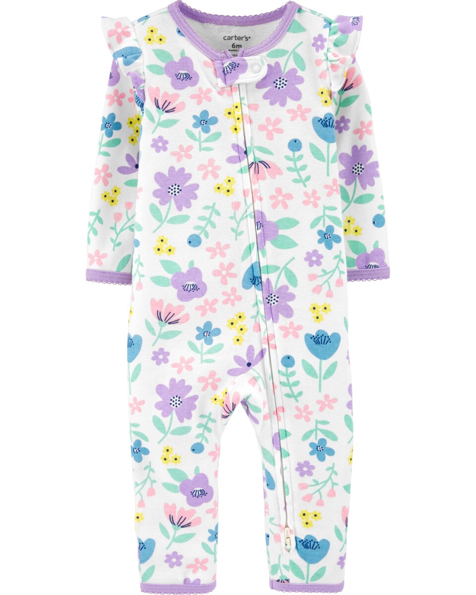 Pijama Sin Pie Manga Larga Floral Algodón 