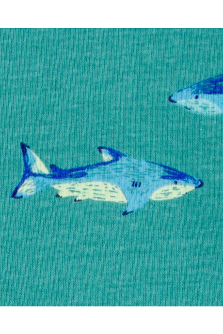 Pijama cuatro piezas de algodón, dos bermudas y dos remeras, diseño tiburones Sin color