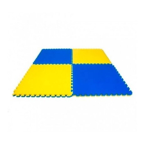 Piso De Goma Eva Tatami Yoga Encastrable 1m X 1m X 2cm Amarillo con Azul