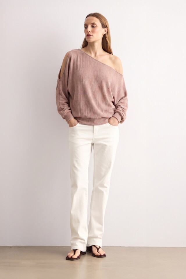 Blusa manga dolman tostado melange