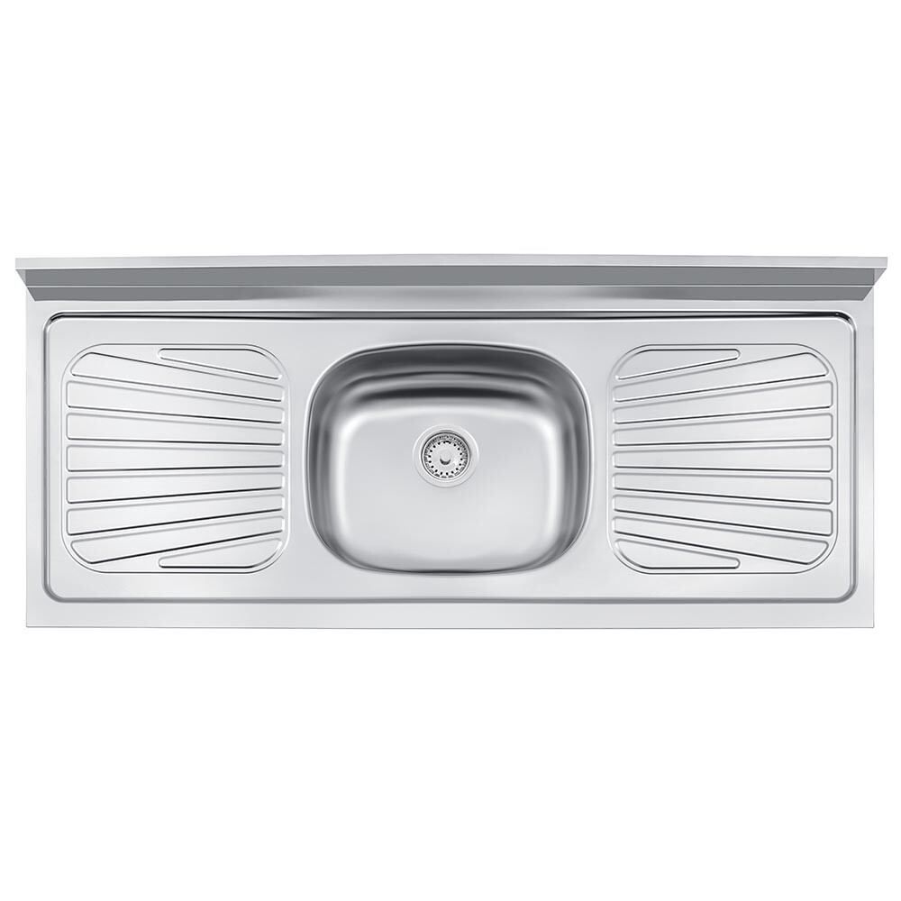 MESADA CON PILETA CENTRAL SIMPLE ACERO INOXIDABLE 201 120x55 CM TRAMONTINA Mesada Con Pileta Central Simple Acero Inoxidable 201 120x55 Cm Tramontina