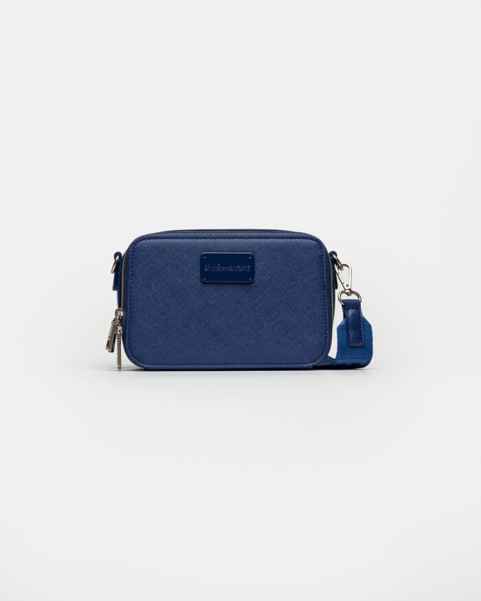 Bandolera New Penny en efecto cuero zaffiano Azul