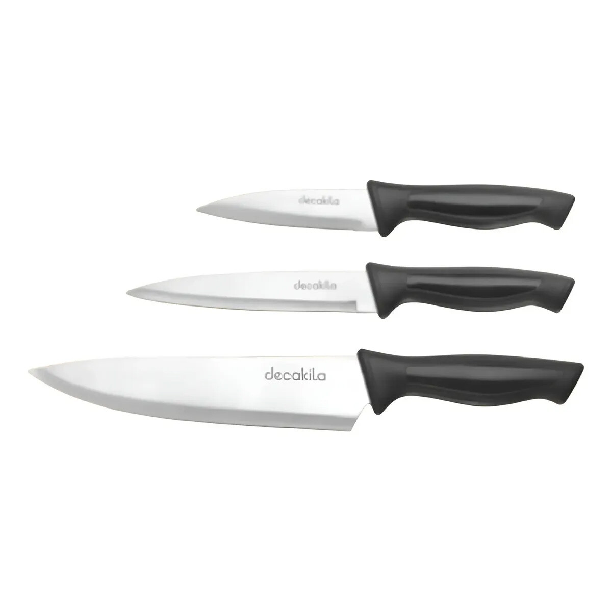 SET 3 CUCHILLOS DECAKILA CHEF COCINA MANGO NEGRO 