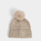 Gorro Clasico Gorro Tejido Con Pompón - Gris Claro