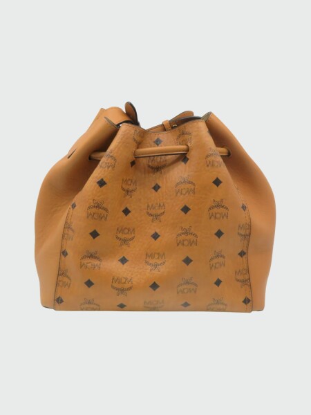 Cartera bombonera de cuero con monograma Camel