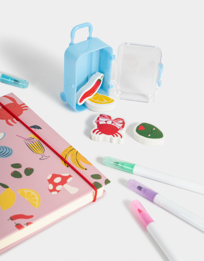 Útiles Varios Diseño propio Set De Gomas En Valijita - Combinacion Multicolor