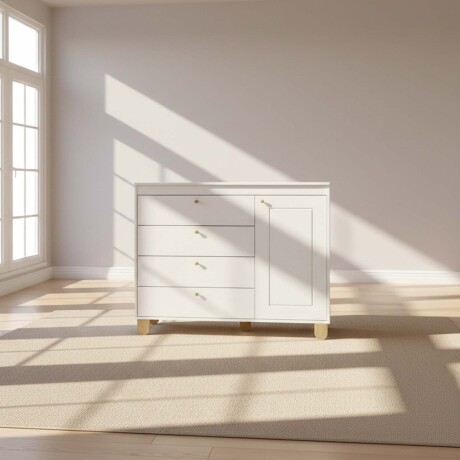 CÓMODA ZUPPY 20086 4C/1P MDF-Y-MADERA NATURAL-BEIGE