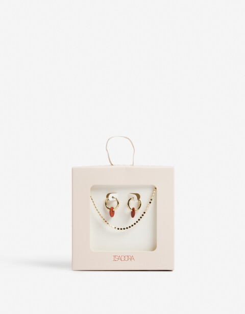 Bijouterie Set Set Aros Chapones Y Collar - Dorado