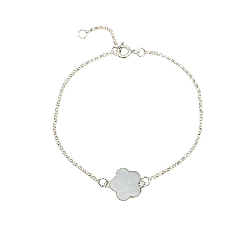 Pulsera Flor-Plata 925-Piedra Nácar-PU3299 conpiedra