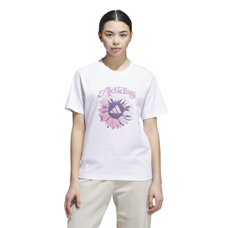 Remeras Adidas Floral Graphic W Femenino Blanco - Lila