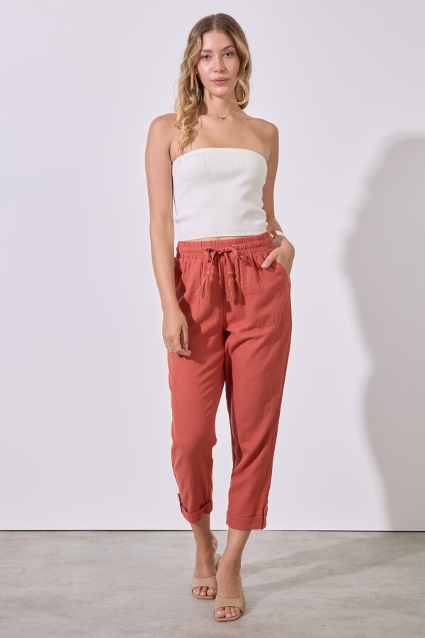 Pantalon Lino TERRACOTA