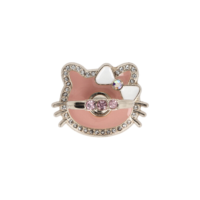 Anillo para celular diseño gatito con brillos color rosa Anillo Para Celular Diseño Gatito Con Brillos Color Rosa
