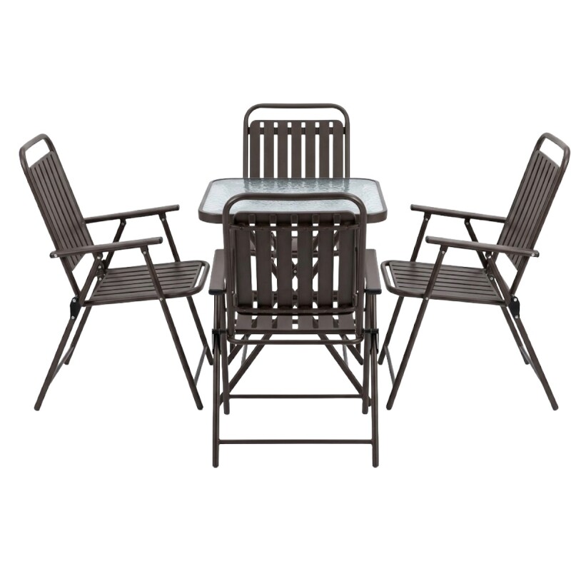 JGO JARDIN C/MESA CUAD VIDRIO MARRON 5PZAS Unica