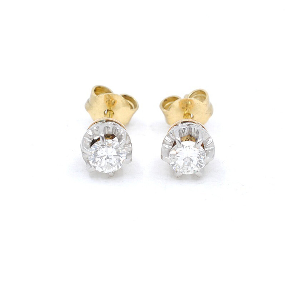 Caravanas Antiguas En Oro 18K Y Brillantes Caravanas Antiguas En Oro 18K Y Brillantes