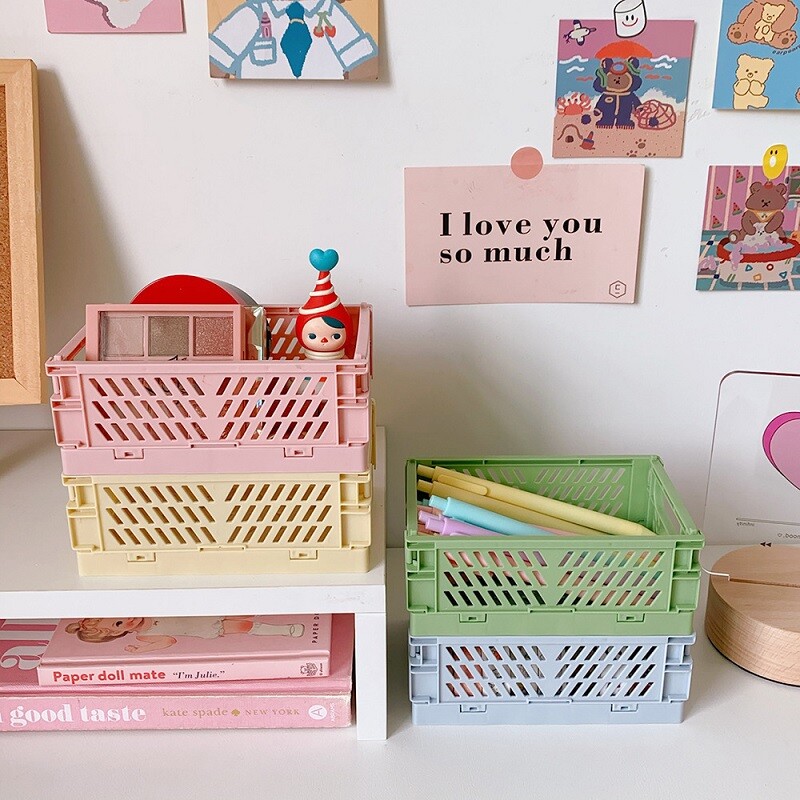 Caja de almacenamiento plegable azul