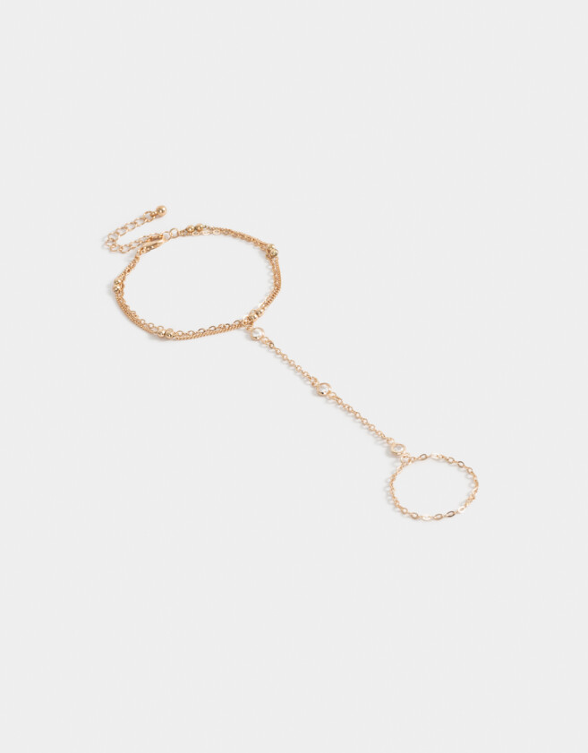 Pulseras Flexibles Pulsera Flexible Con Anillo Unido - Dorado