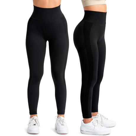 Calza Deportiva Push Up X2 Leggins Levanta Glúteos Negro-Rosado