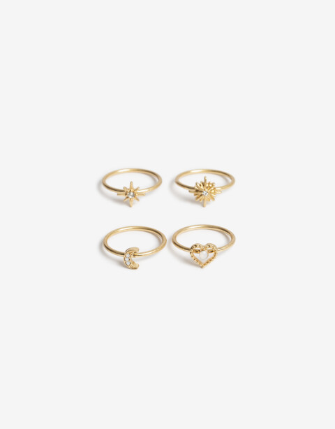 Sets Anillos Metal Set De Anillos Con Dijes - Dorado Oro Amarillo