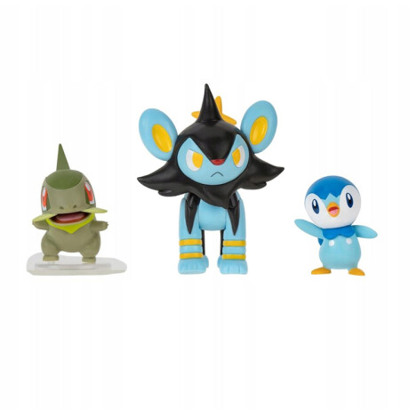 Set Figuras De Batalla X3 Axew + Luxio + Piplup