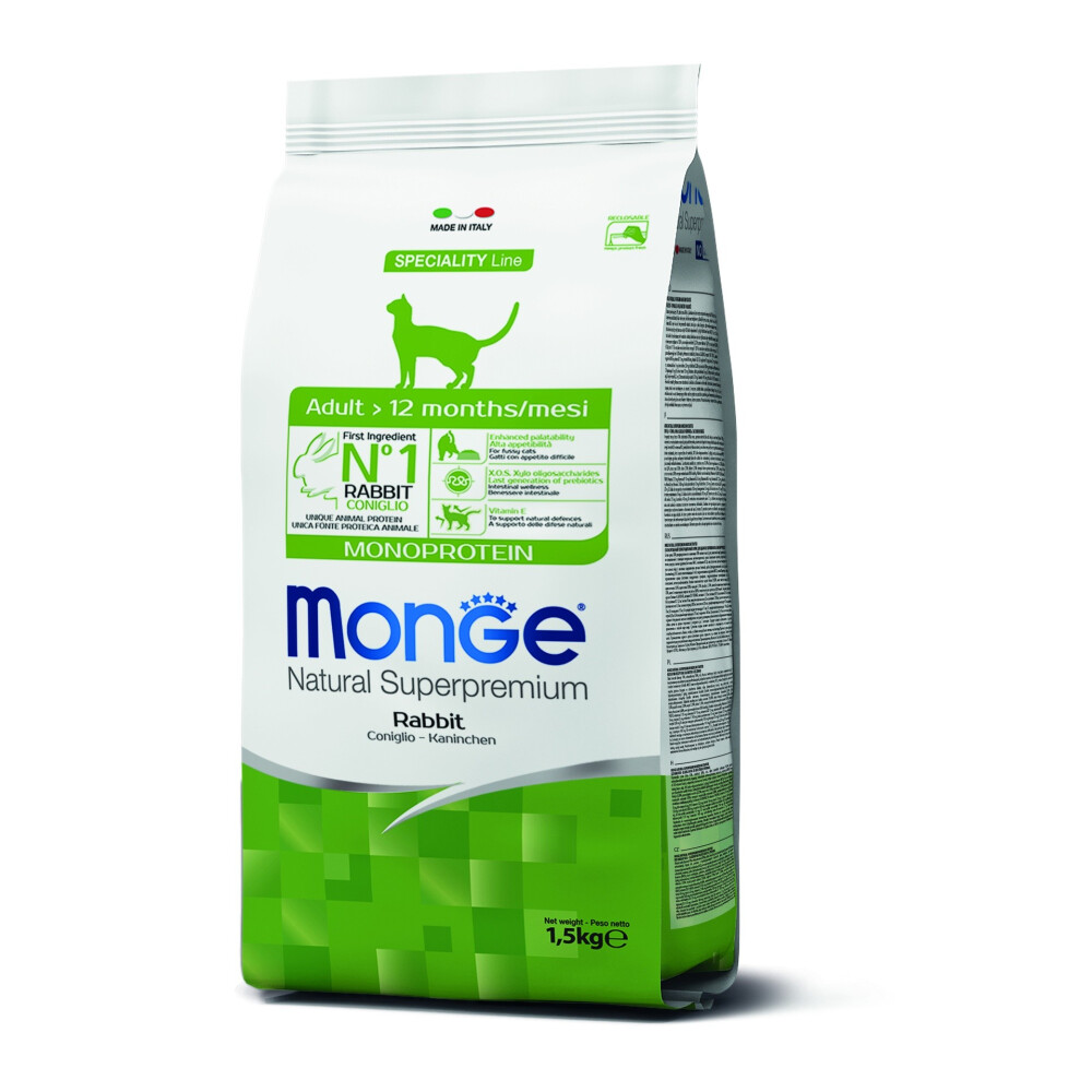 MONGE MONOPROTEÍNA CAT ADULT RABBIT 1.5 KG MONGE MONOPROTEÍNA CAT ADULT RABBIT 1.5 KG