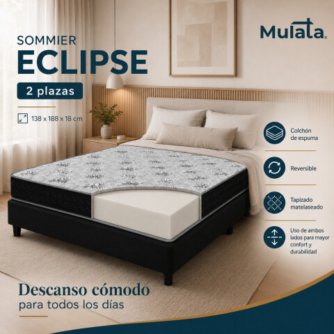 Sommier Eclipse 2 Plazas Colchón Espuma Reversible Matelaseado 138 x 188 x 18 cm Sommier Eclipse 2 Plazas Colchón Espuma Reversible Matelaseado 138 x 188 x 18 cm