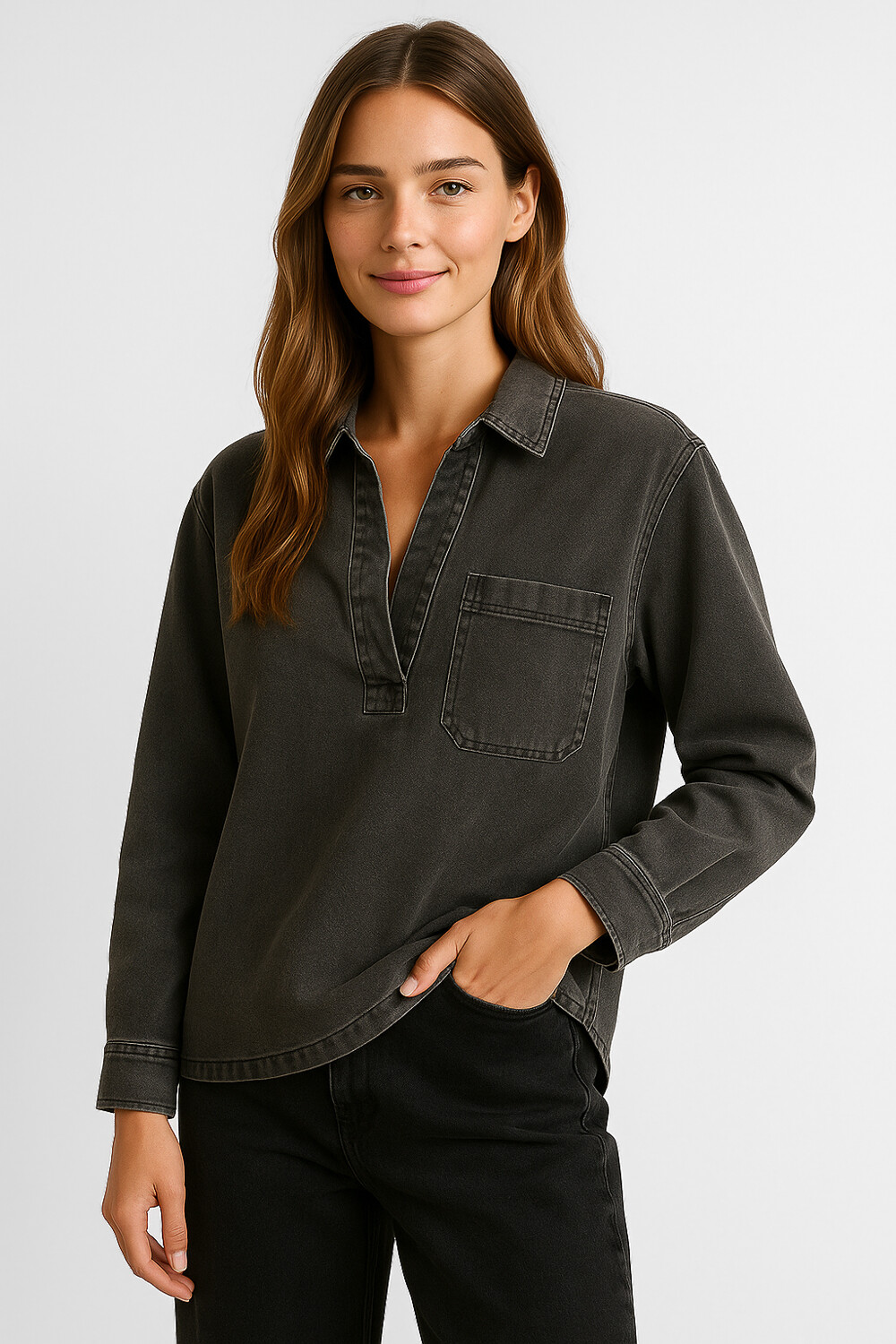 Blusa Estrua Gris Oscuro