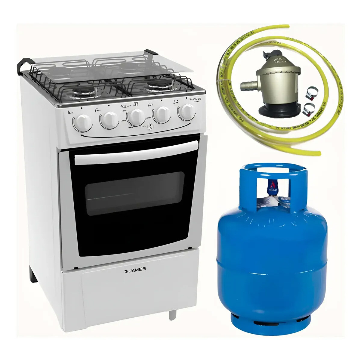 COCINA JAMES C 105 B A GAS 4 HORNALLAS + ENVASE GARRAFA 13KG 