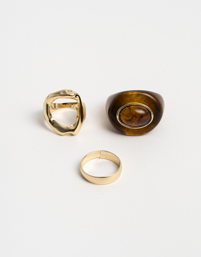 Sets Anillos Metal Anillos Set X3 De Metal - Dorado