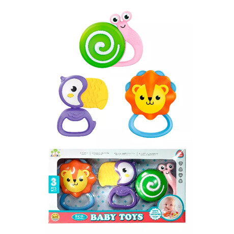 Sonajero X3 Con Mordillo Baby Toys Sonajero X3 Con Mordillo Baby Toys