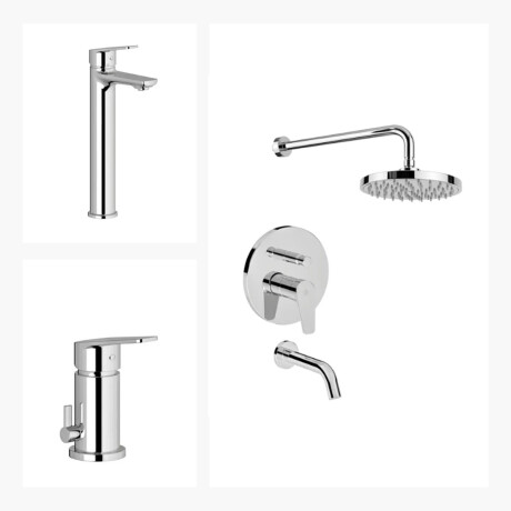 JUEGO DE GRIFERIA MONOCOMANDO BRILLO LINEA BLEST BAÑO CROMO