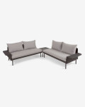 Set exterior Zaltana de sofá rinconero y mesa aluminio acabado pintado negro mate 164 cm