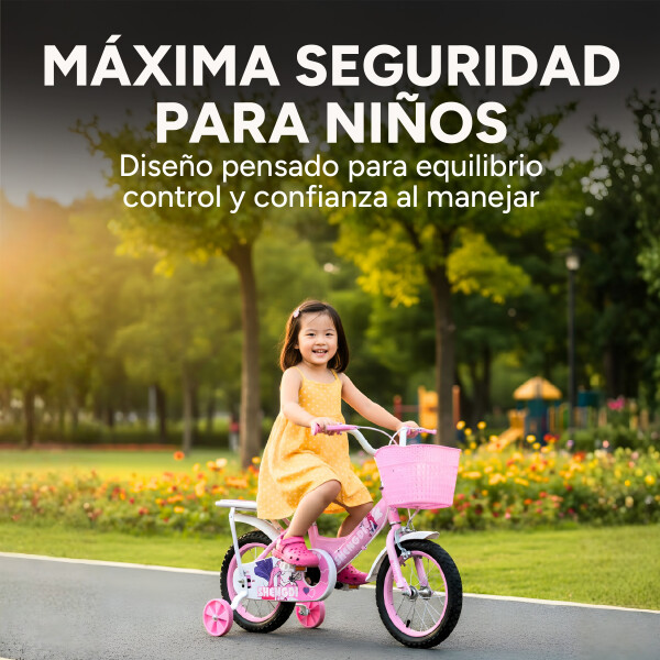 Bicicleta infantil Shengdi Rod 12 Canasto Parrilla Rueditas Color Rosa Claro