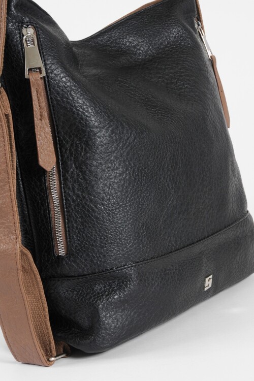 Cartera hobo mochila con cierres negro