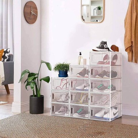 Caja zapatera apilable para ordenar zapatos blanco