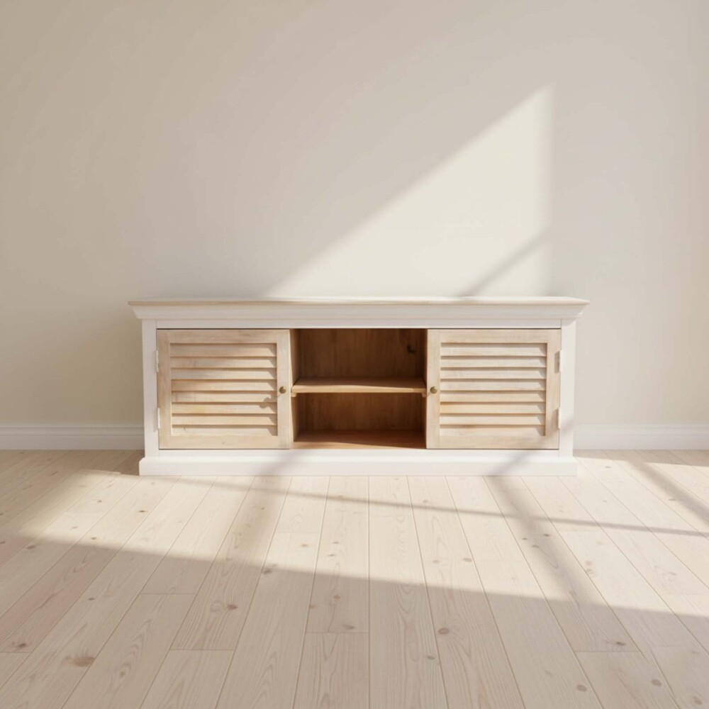 MUEBLE PARA TV MADERA-DE-MANGO NATURAL-BEIGE COSTA NATURAL BLANCO