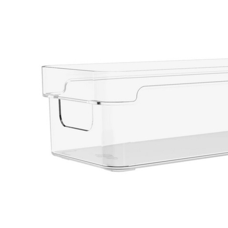 Caja cesto organizador plástico transparente 30x10x7 cm OU Caja Cesto Organizador Plástico Transparente 30x10x7 Cm Ou