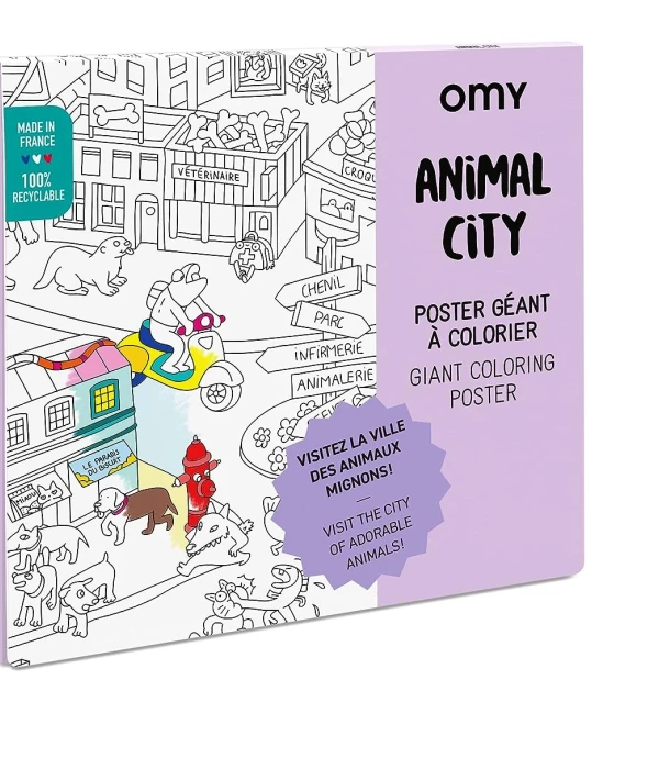 POSTER COLOREAR GIGANTE ANIMAL CITY Único