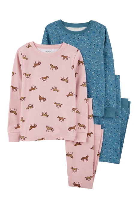 Pijama cuatro piezas de algodón, dos pantalones y dos remeras, diseño caballos Pijama cuatro piezas de algodón, dos pantalones y dos remeras, diseño caballos