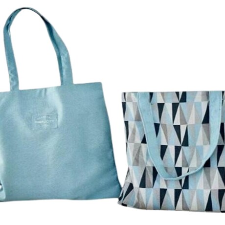 Bolso Multiuso de tela Reversible Tote Bag Celeste