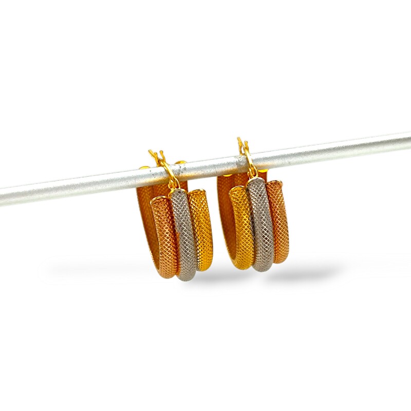 Caravanas aros de oro serpentina 3 líneas- Oro bajo - Sin piedra- CA8025 sinpiedra