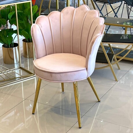 Silla Terciopelo Rosa Base Dorada VELVET Silla Terciopelo Rosa Base Dorada VELVET