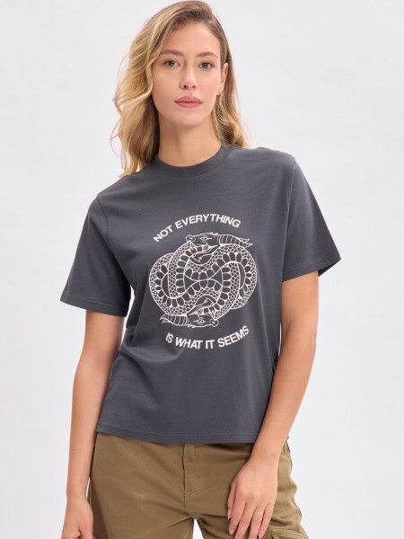 Remera estampa Serpiente Gris