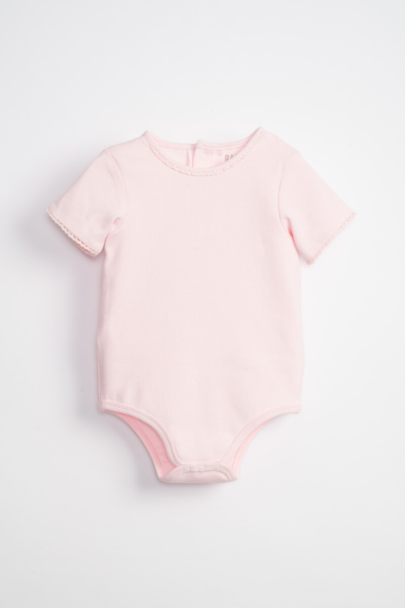 Body manga corta rib - Rosa 