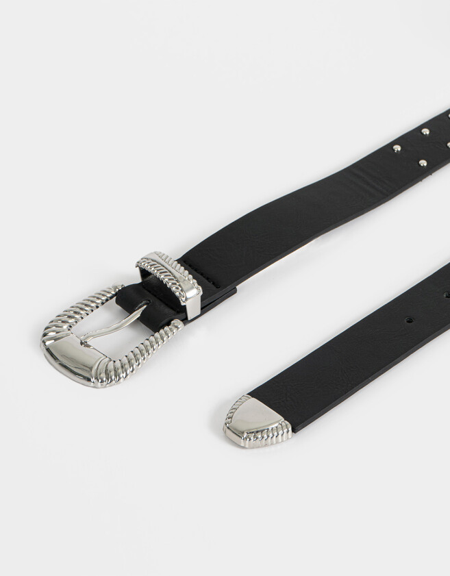 Cinturones y Fajas Boho Cinturón De Cuerina Western - Negro