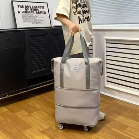 Bolsa Plegable Con Rueditas Para Viaje Gris