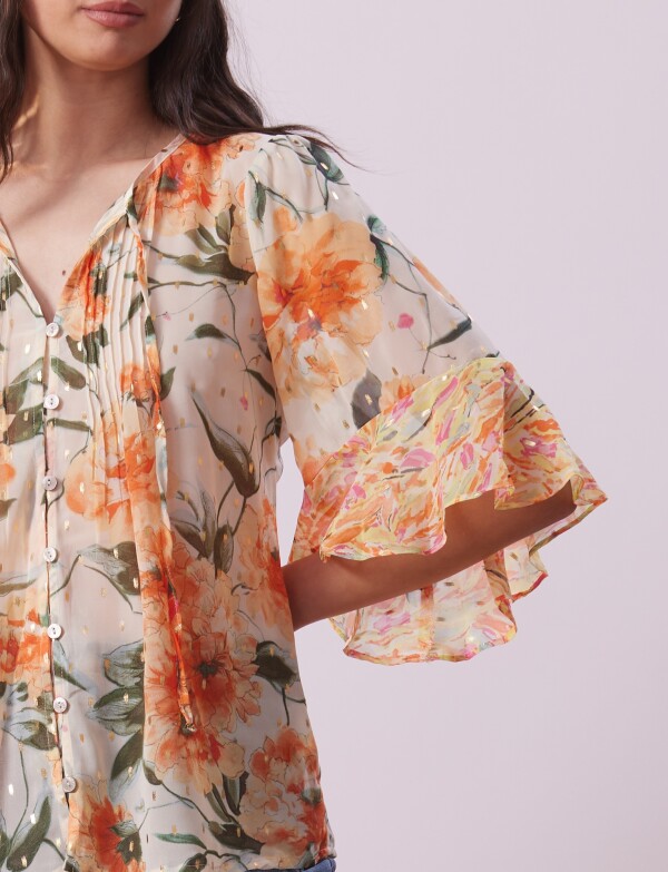 Blusa Gasa Print MULTI/ANARANJADO