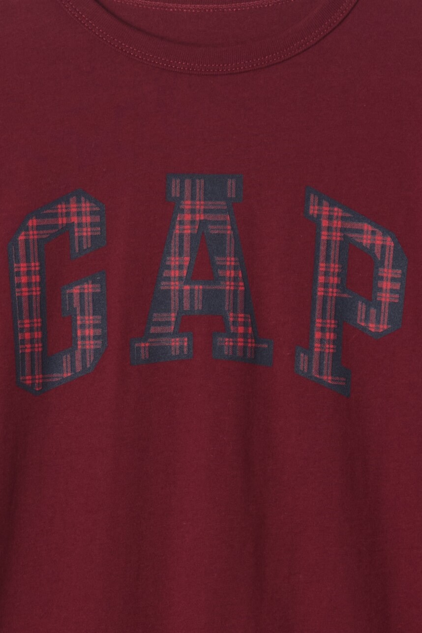 Remera Logo Gap Manga Larga Niño Burgundy Plaid